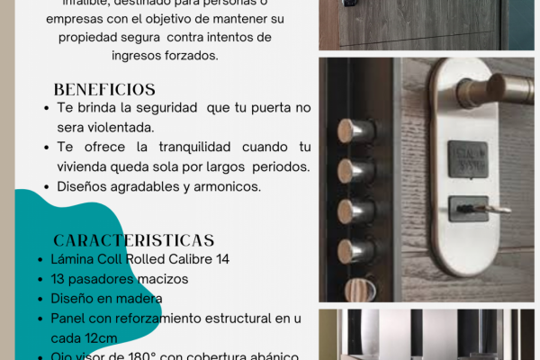 Folleto para Inmobiliaria Ático Naturalista Minimalista y Elegpuerta de seguridad serviseguritedante Beige Rosa Gris y Negro